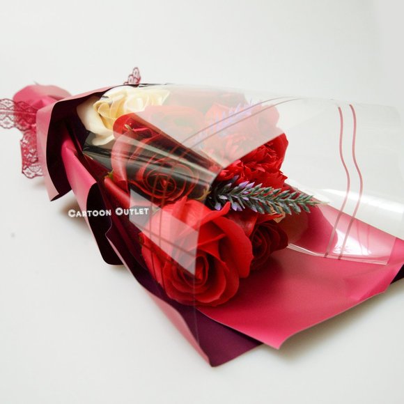 Red Scented Soap Rose Bouquet W/ Gift Box Birthday Gift Valentine Gift - Picture 6 of 9